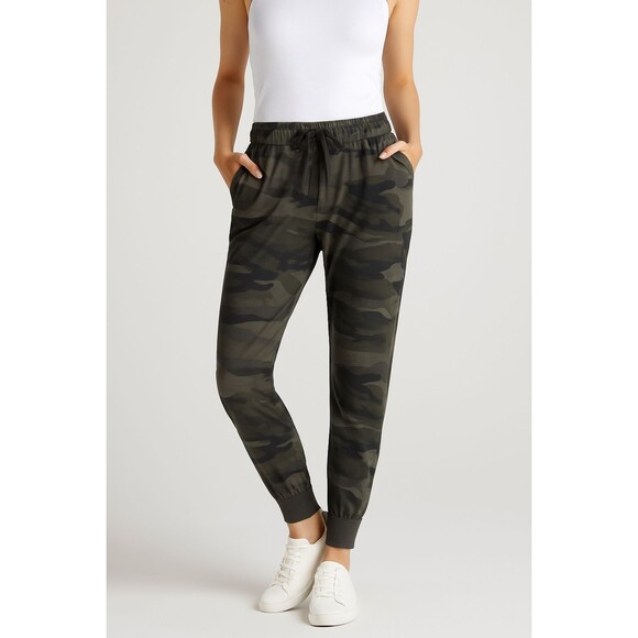 Splendid Women’s Jogger Pants Size Small Green Gray Camo Print Lounge Athleisure - Picture 1 of 7